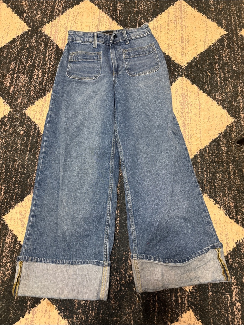High-Rise Flare Wide-Leg Jeans in Medium Blue - Picture 1 of 4